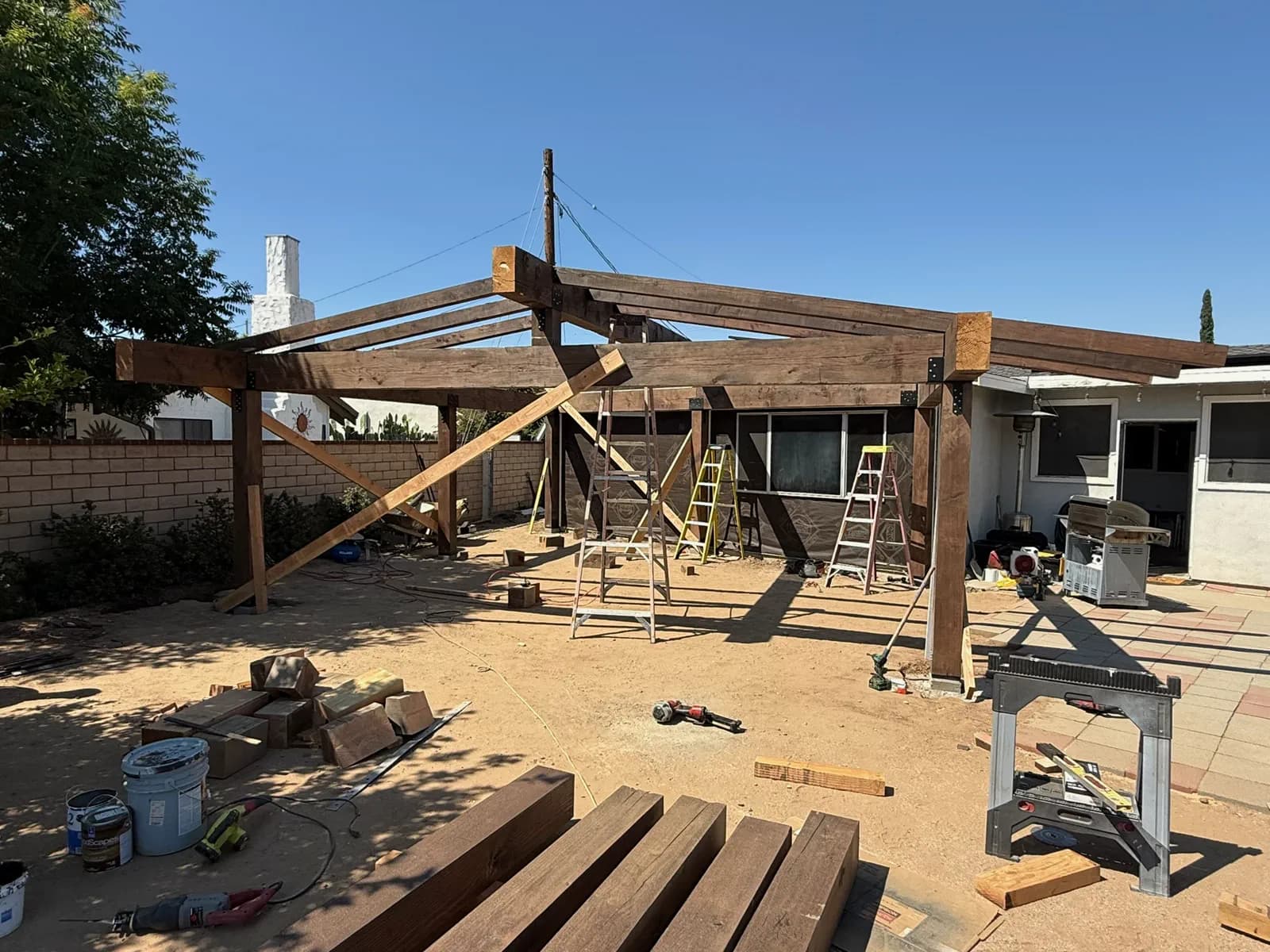 Before: Patio cover, frame to finish